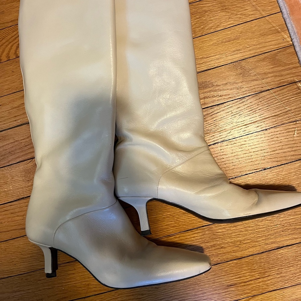Bone-white Knee-High HeeledWomen's Spring Boots